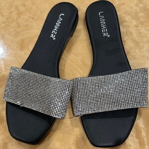 💙Women's Sparkling Black Slide Sandals
